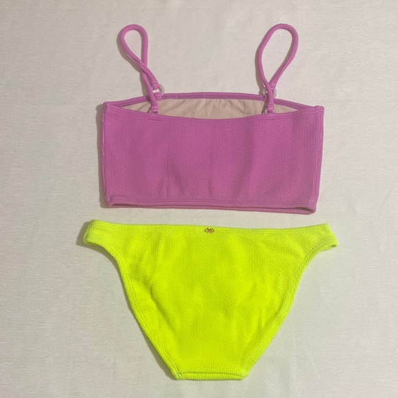PILYQ Bikini Set; Ultra Violet Midi Ring Bralette Top & Pineapple Reef Full Bttm - Picture 2 of 8